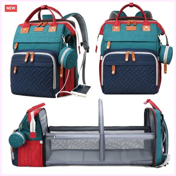 Waterproof Diaper Backpack with Changing Station USB Port Large Capacity